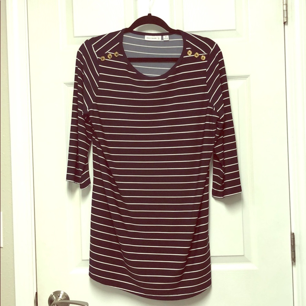 Navy & White Striped Dress